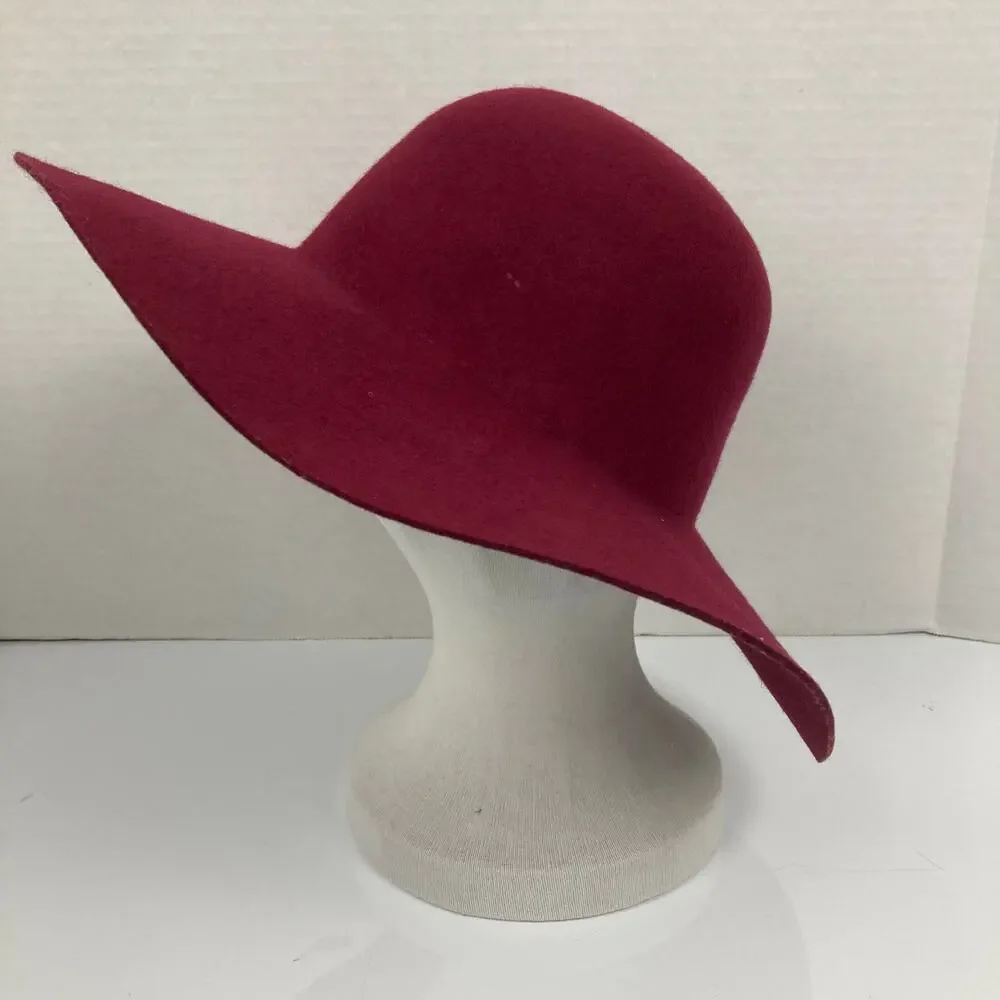 Wool Felt Hat Womens Plum Purple Wine Floppy Wide Brim Boho Chic Romantic Fall